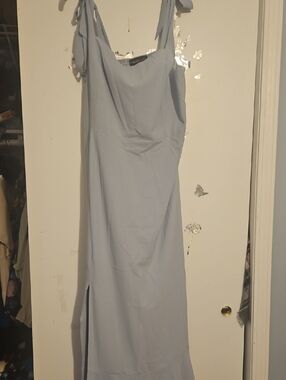 Light Blue Tie-Shoulder Maxi Dress